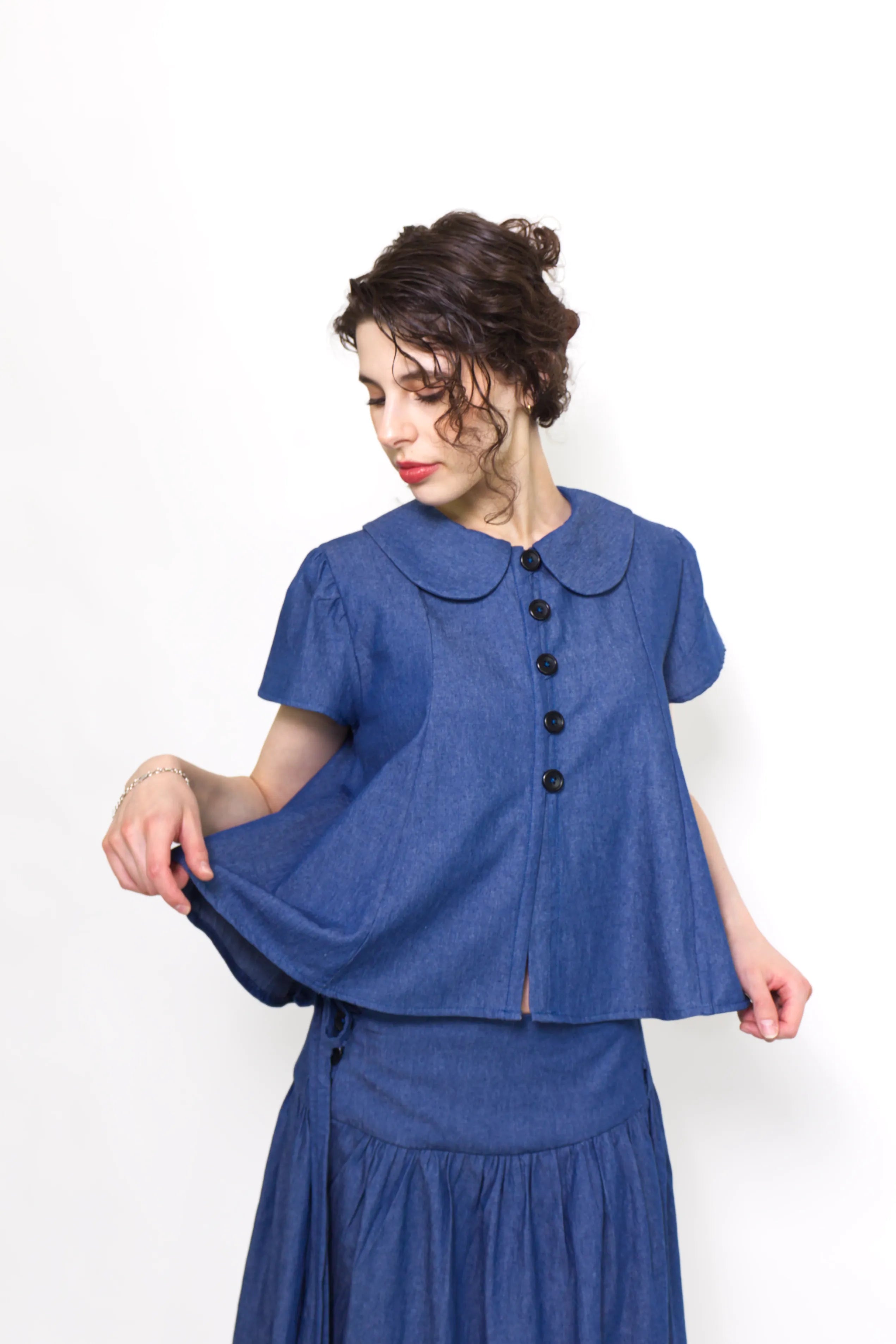 Posie Chambray Flowy Blouse