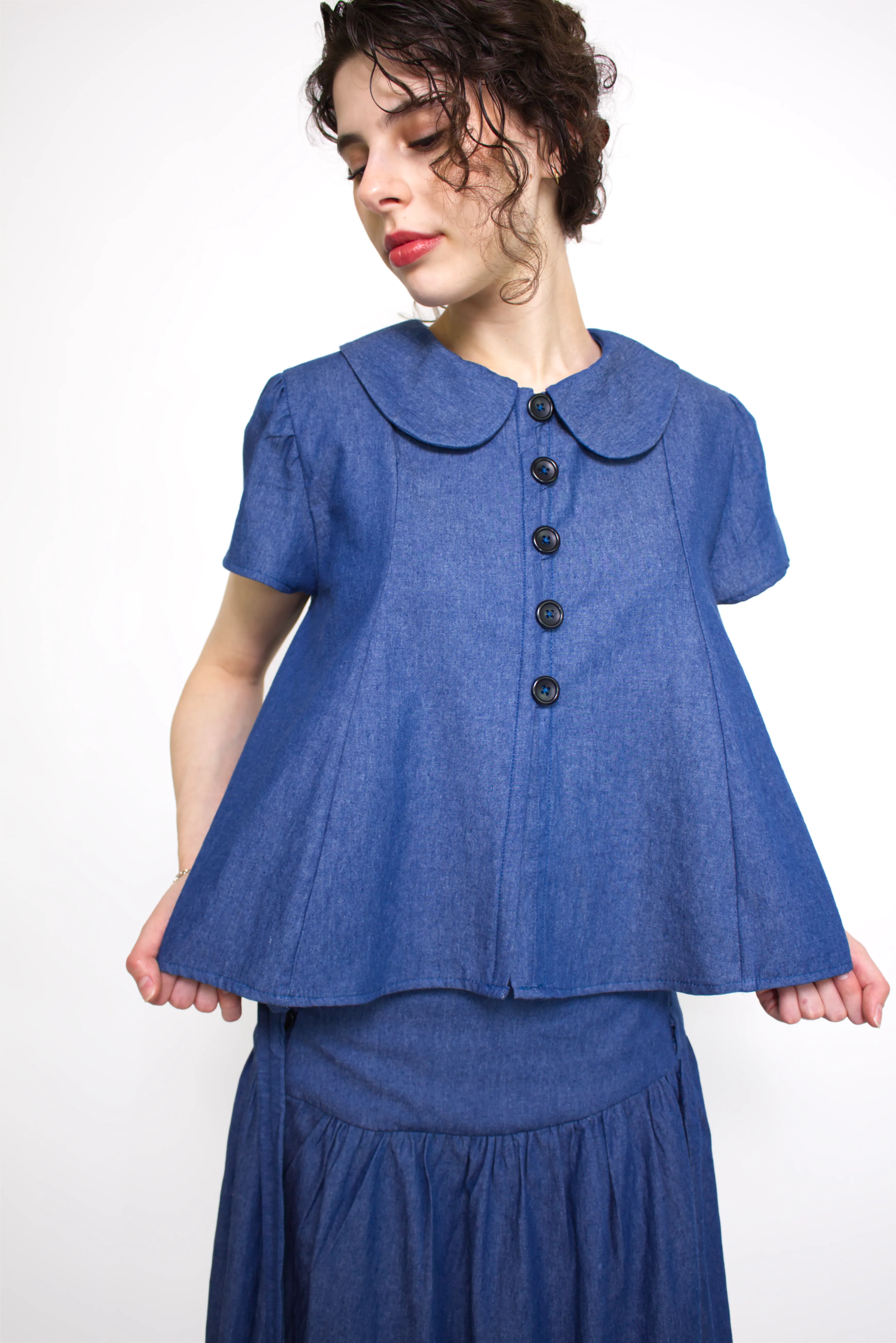 Posie Chambray Flowy Blouse