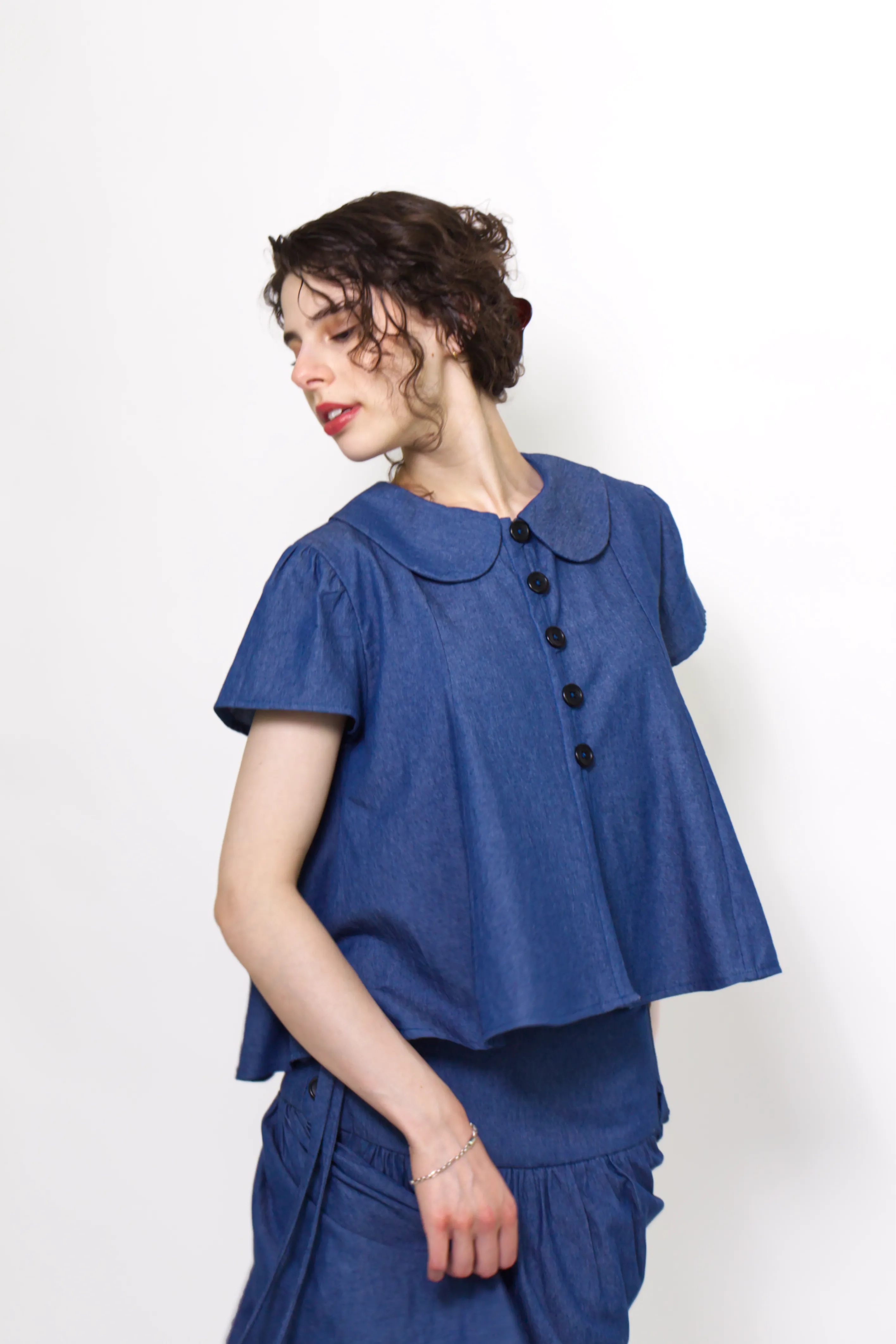 Posie Chambray Flowy Blouse