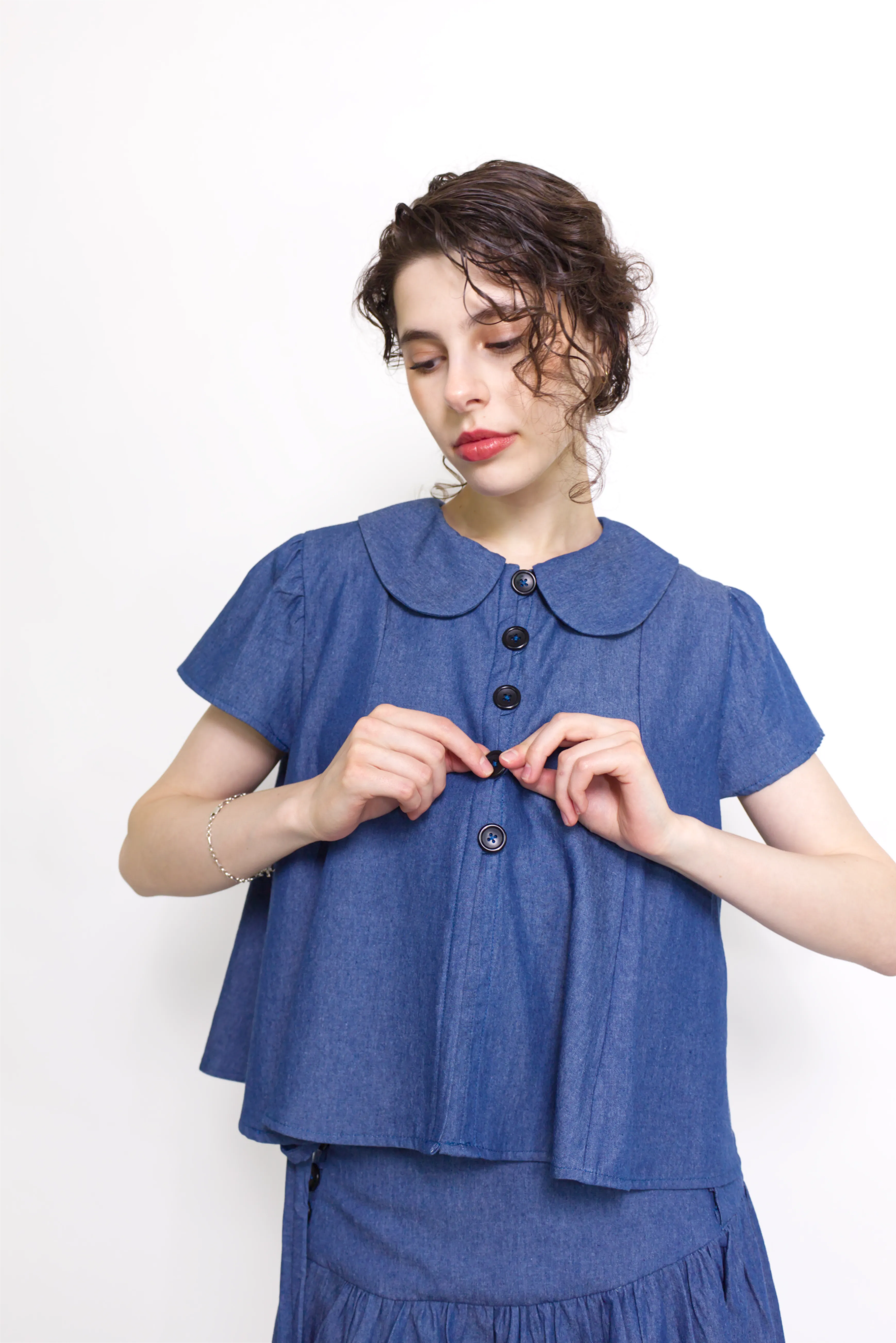 Posie Chambray Flowy Blouse