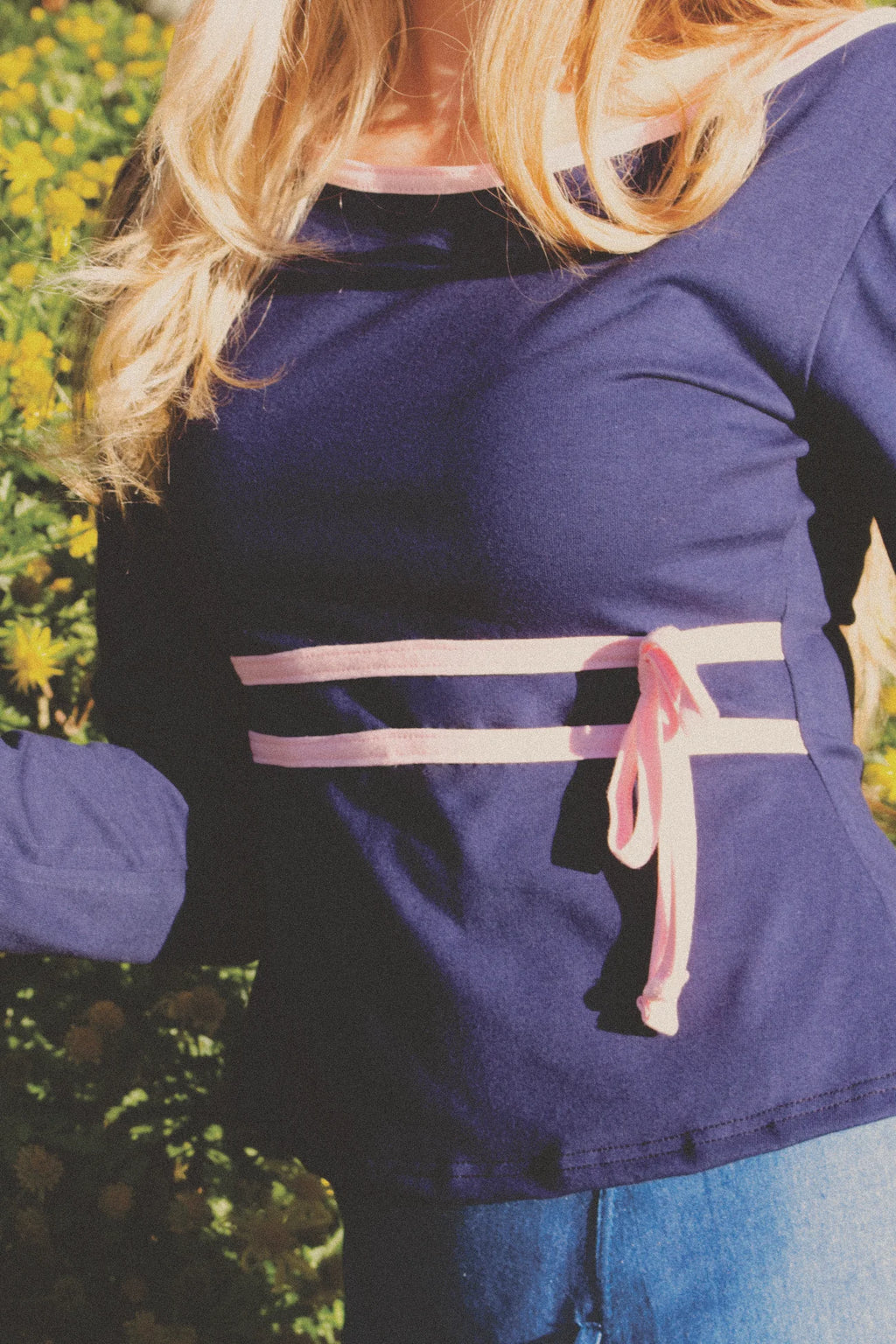 Erika - Navy Cotton Long Sleeve