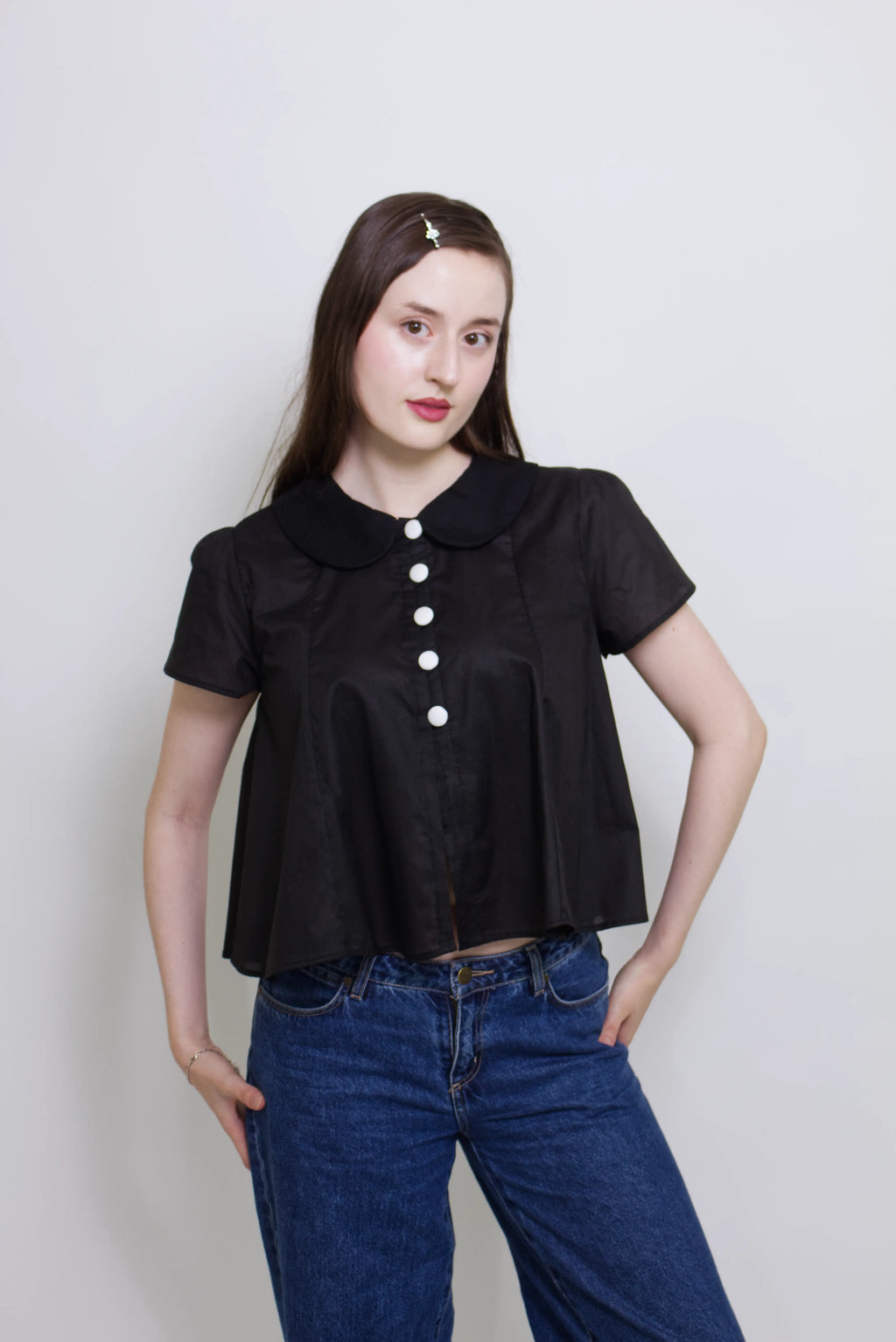 Odile Black Cotton Blouse