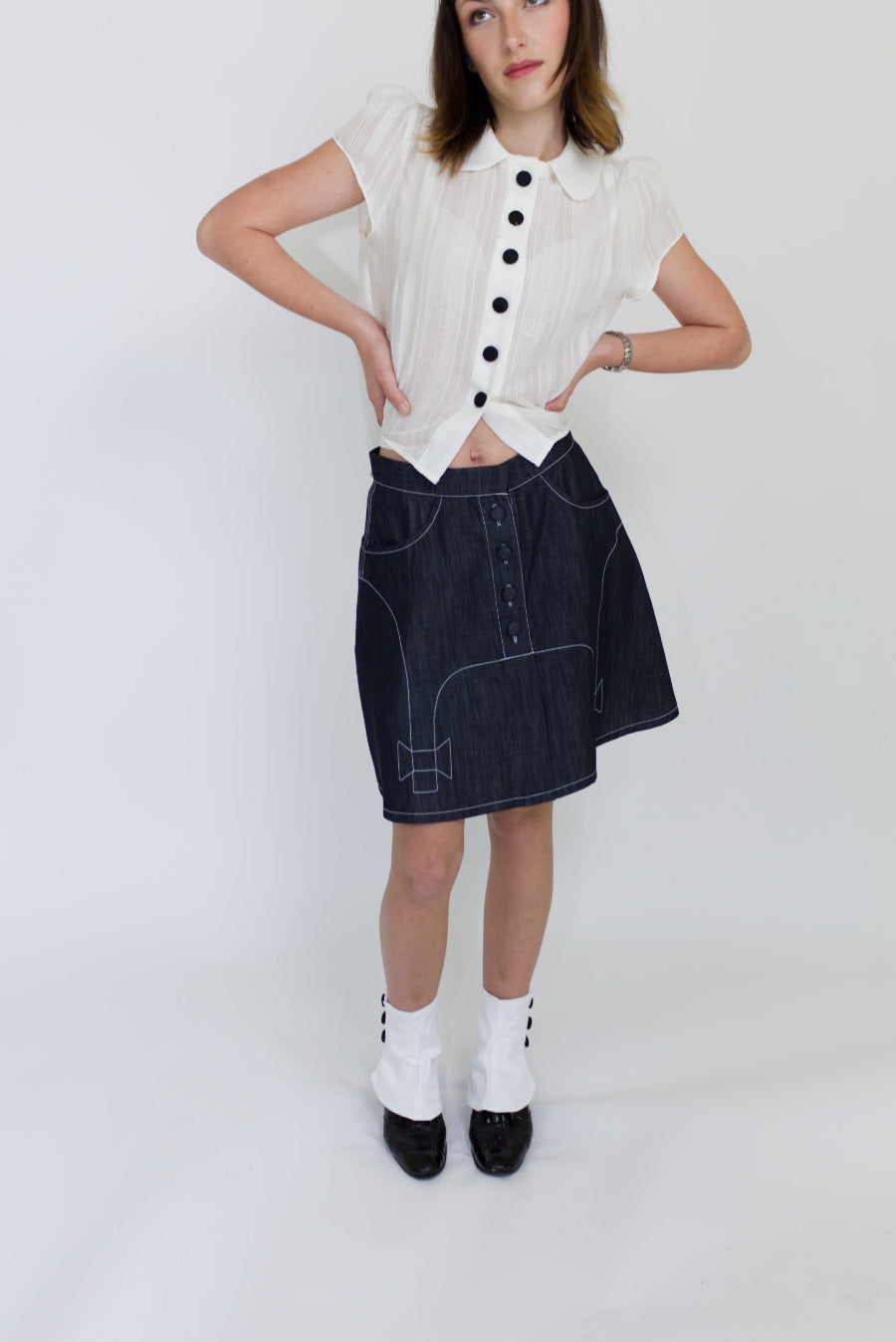 Tuxedo Denim Skirt