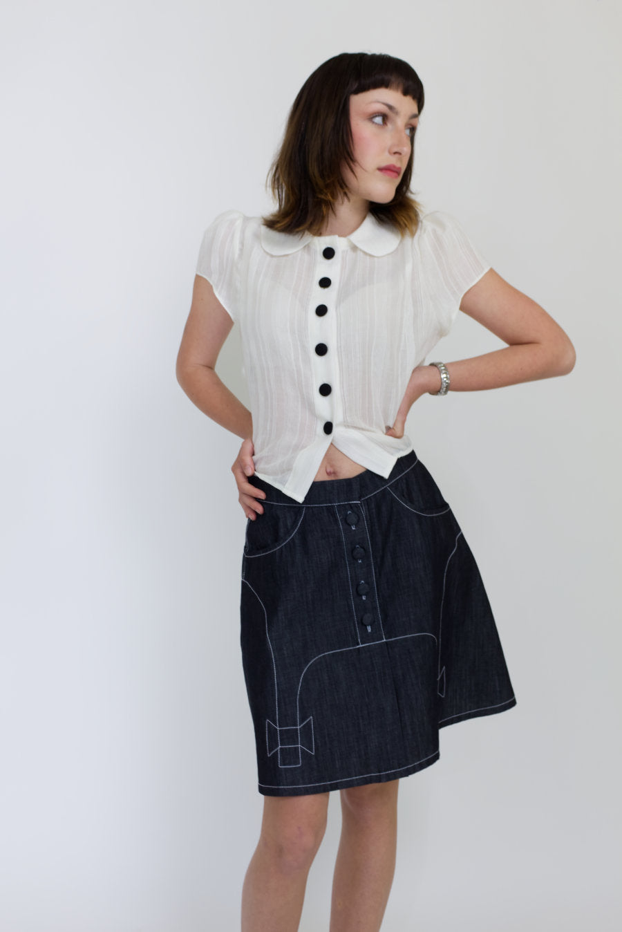 Tuxedo Denim Skirt