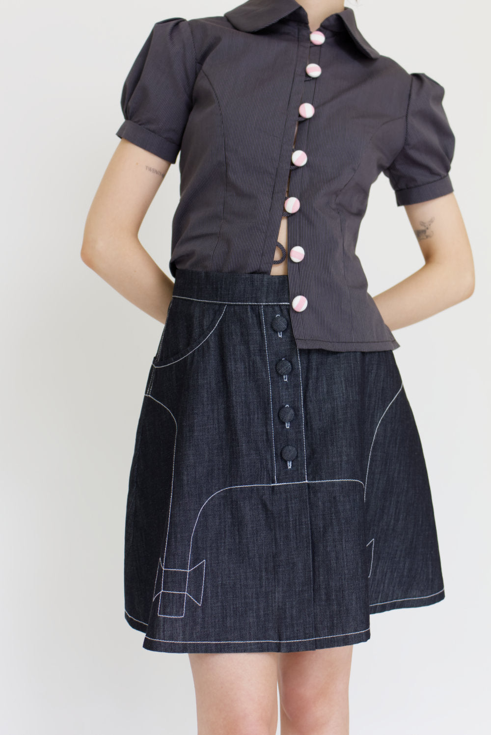 Tuxedo Denim Skirt