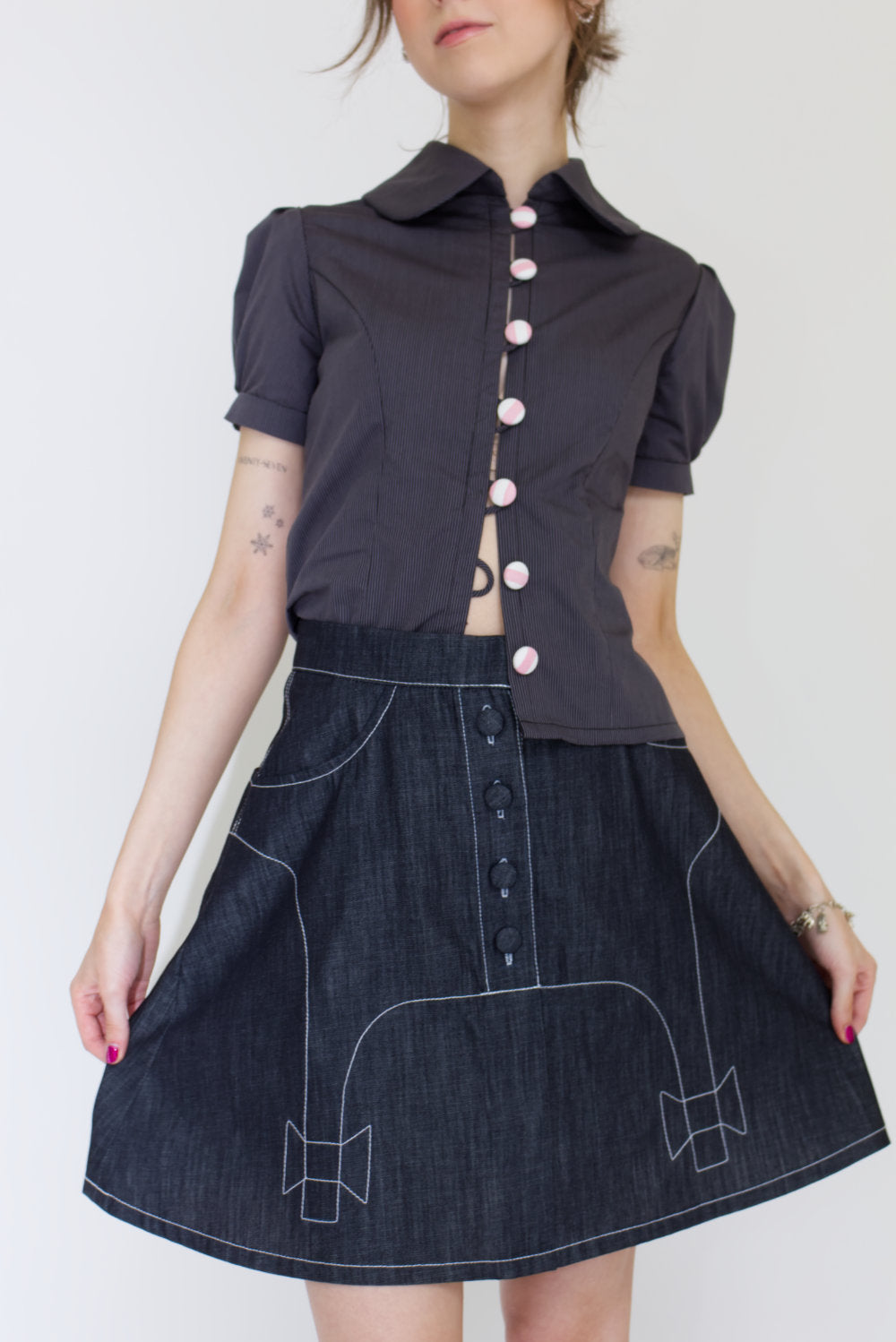 Tuxedo Denim Skirt